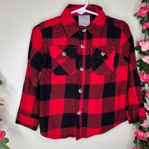 Falls Creek Red/Black Button Up Shirts Boys 2T Casual Comfort Business Play